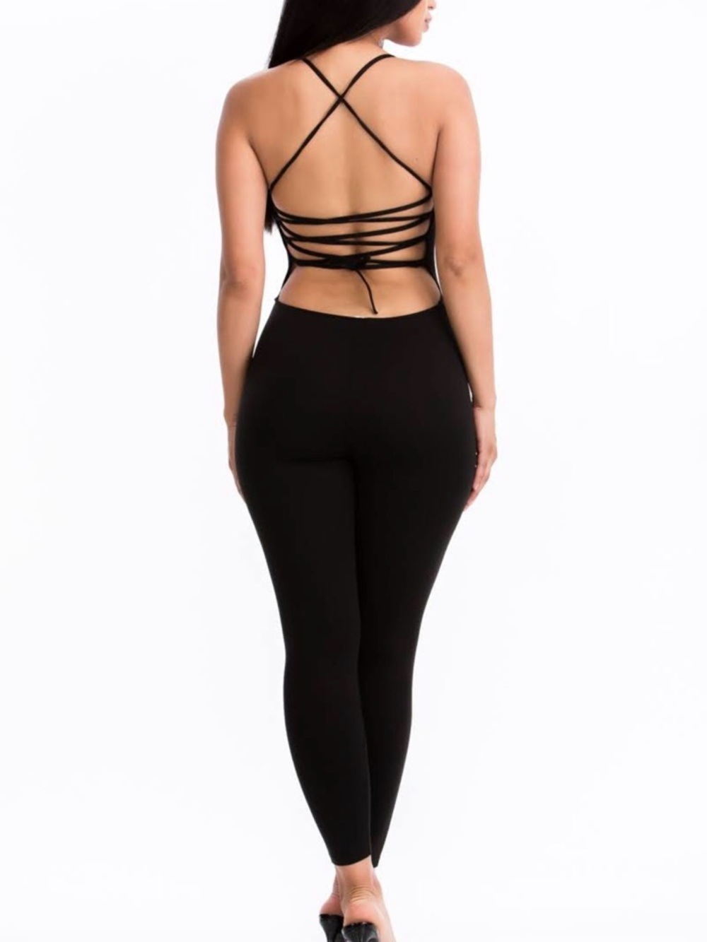 Strappy Back Black Jumpsuit